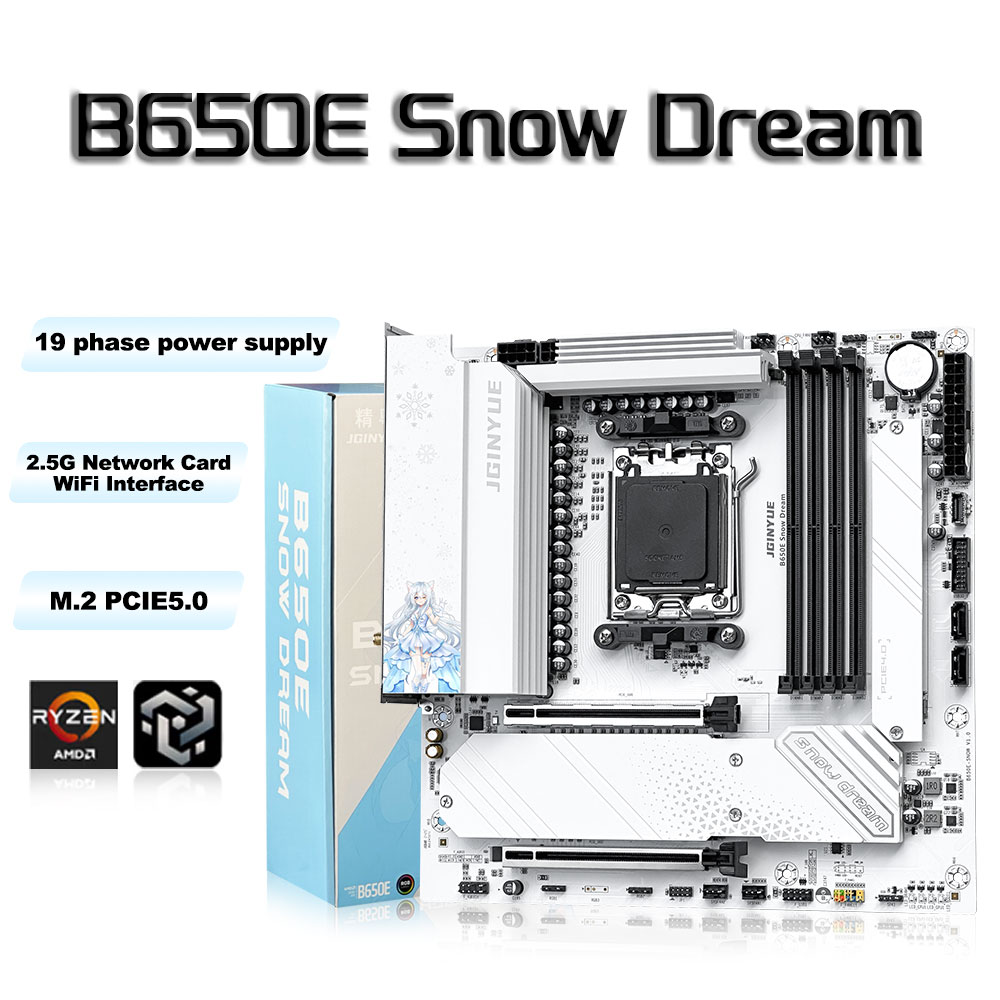 Am5 Micro Atx Pcie 5.0 Motherboard - JGINYUE B650E Snow Dream AM5 MATX,