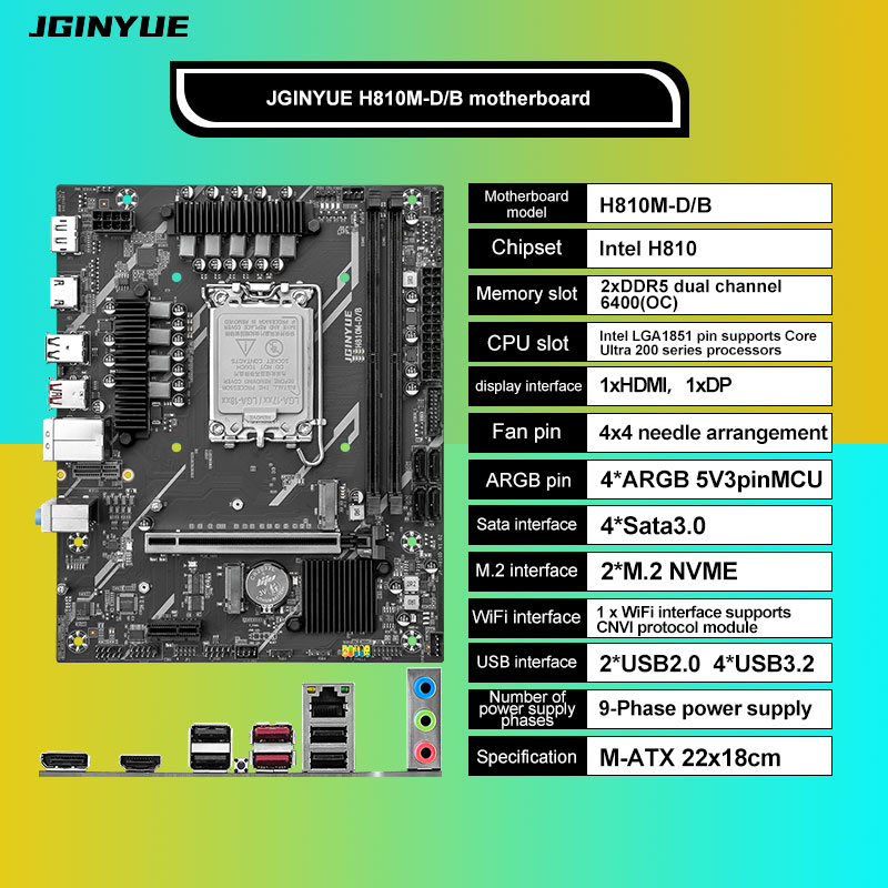 Lga1851 Gaming Motherboard - H810, motherboard Micro-ATX DDR5 untuk prosesor