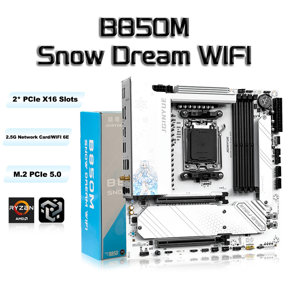 Am5 Micro Atx Pcie 5.0 Motherboard - JGINYUE B850M Snow Dream, motherboard gaming