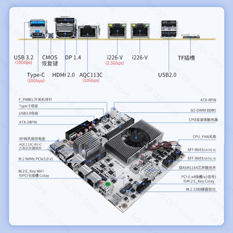 Motherboard NAS N150 8 Bay 10G - Mini Itx Dual 2.5G Nas Motherboard ulasan dan harga
