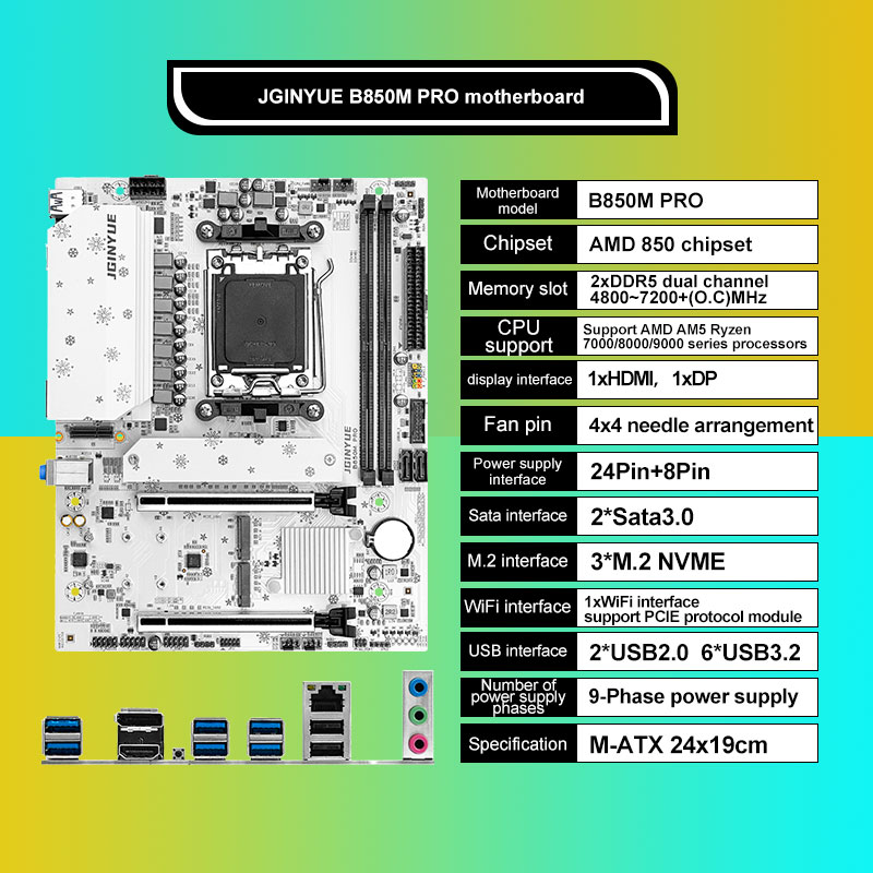 Motherboard JGINYUE B850M PRO  - Am5 Micro Atx Pcie 5.0 Motherboard ulasan dan harga