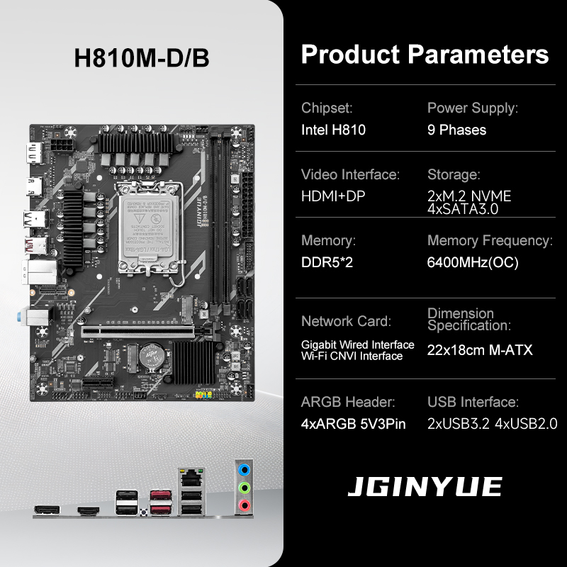 JGINYUE H810M-D/B M-ATX Mother - Lga1851 Gaming Motherboard ulasan dan harga